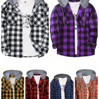 Ежедневни мъжки обикновени ризи (якета) с копчета и качулка, 6цвята - 023, снимка 1 - Ризи - 39883538