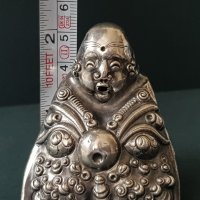 Сребърен ръчно кован Китайски талисман за чар Буда 19ти век, снимка 10 - Други ценни предмети - 34193715