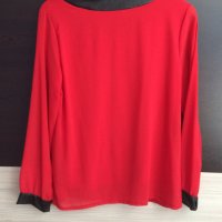 Червена блуза от шифон, снимка 2 - Блузи с дълъг ръкав и пуловери - 37541210