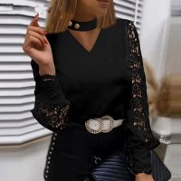 Блуза с красив дателен ръкав, черно, снимка 1 - Блузи с дълъг ръкав и пуловери - 31646989