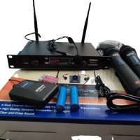 Двуканална VHF безжична микрофонна система, комплект микрофони, снимка 1 - Микрофони - 42376670