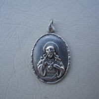 Старинен сребърен, сребро медальон иконка,гема,висулка Господ Бог Иисус Христос , снимка 3 - Други - 29349524