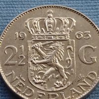 Сребърна монета 2 1/2 гулдена 1963г. Кралица Юлиана Нидерландска 29627, снимка 3 - Нумизматика и бонистика - 42755303
