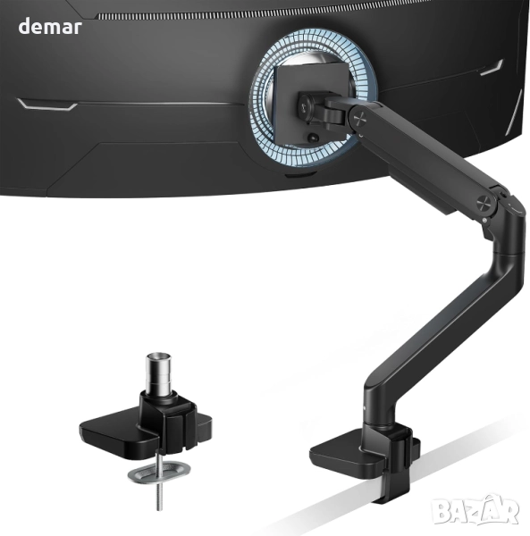 ARES WING Единично рамо за монитор от 17" до 49", черно, до 20 кг, снимка 1