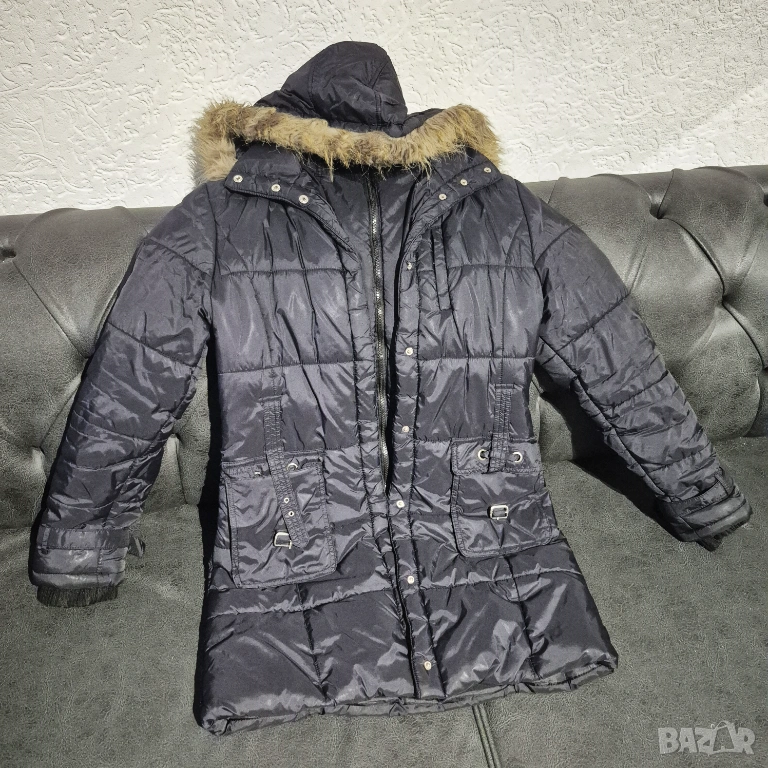 Черно дамско яке с качулка, снимка 1