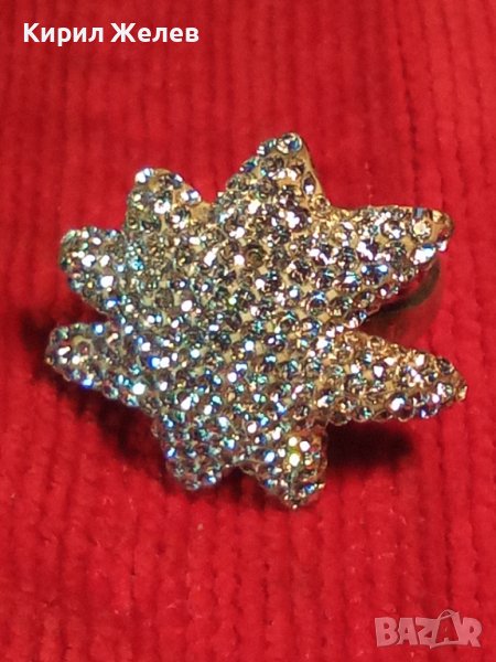 СРЕБЪРНА СНЕЖИНКА - ФЕШЪН АРТ ПРЪСТЕН СРЕБРО 925 Част От КОМПЛЕКТ с БЯЛ ЕМАЙЛ и КРИСТАЛИ 36126, снимка 1