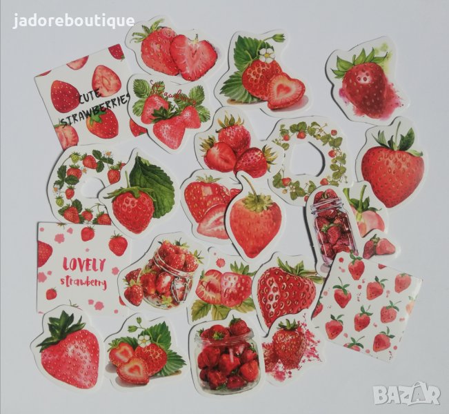 Скрапбук стикери Cute strawberries 23 бр /комплект , снимка 1