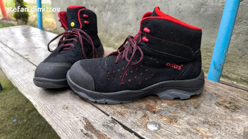 Високи  работни обувки  номерация 45 , S1, ESD, черно/червени - ATLAS 

, снимка 1