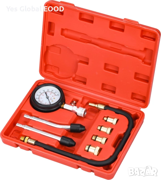 HATANSE тестер за компресия 0–20 bar с 4 адаптера (червен), снимка 1