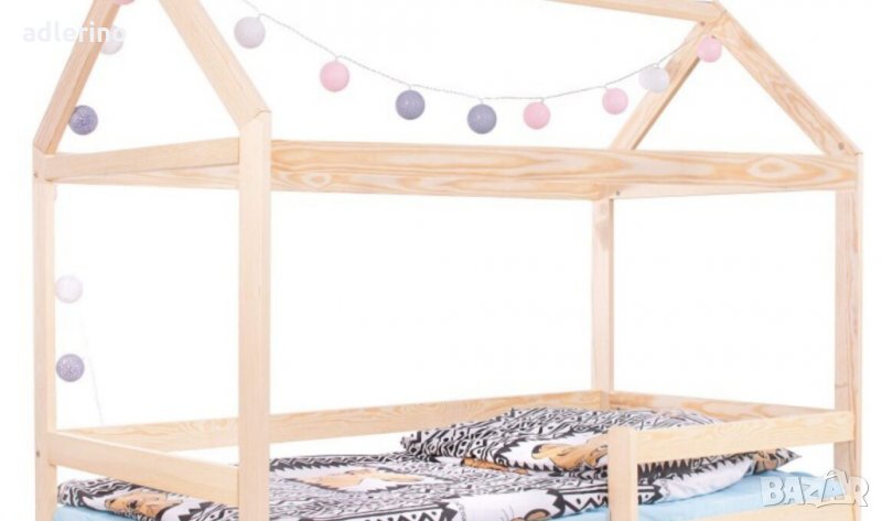 Детско легло Къща, 130x86x164 см, масив, оригинално детско легло, легло къща, снимка 1