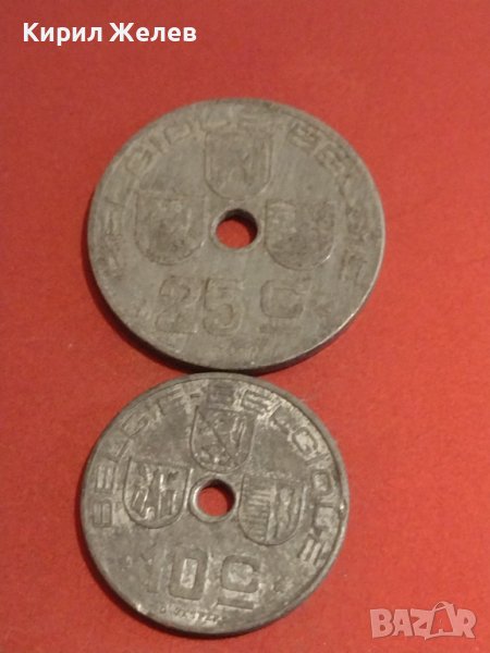 Две монети 10 сантима 1945г. / 25 сантима 1942г. Белгия за КОЛЕКЦИОНЕРИ 34855, снимка 1