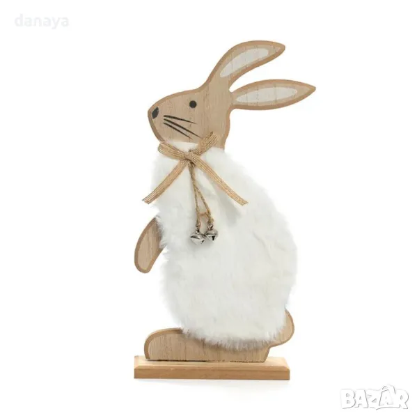 5826 Великденска украса Пухено зайче със звънчета, 25см, снимка 1