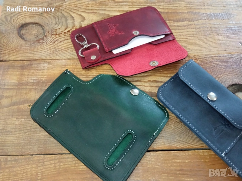 Ръчно изработен мъжки кожен аксесоар  за носене на колан., снимка 1