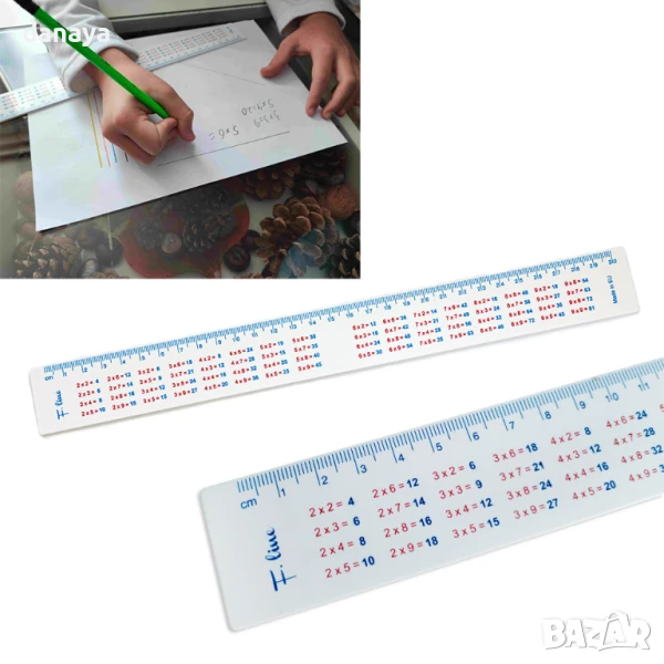 6045 Ученическа линия с таблицата за умножение, 30 см, снимка 1