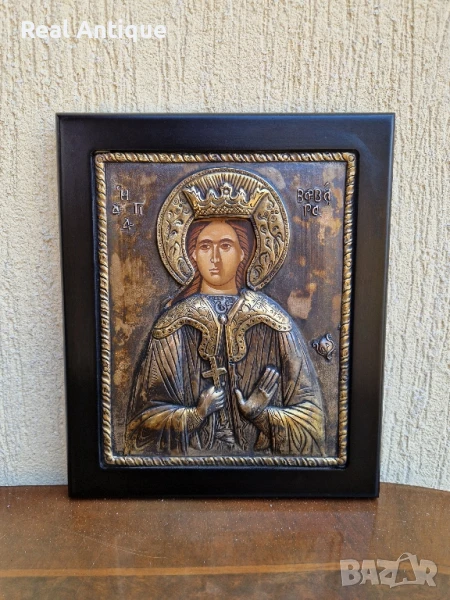 Красива антикварна сребърна икона със сертификат и маркировка , снимка 1