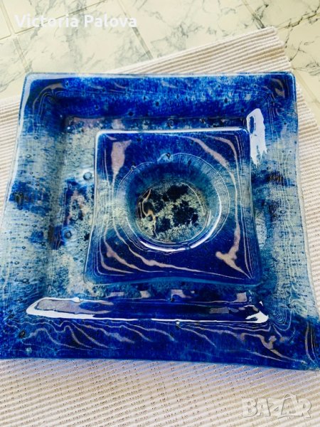 Квадратно плато и пепелник ръчна изработка, снимка 1