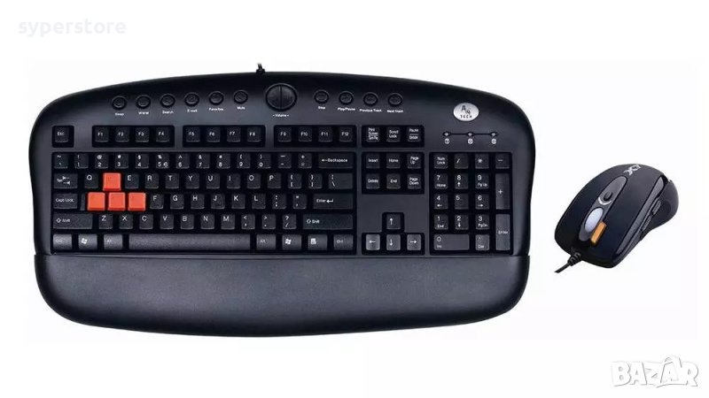 2 в 1 Комплект Клавиатура и Мишка USB A4TECH WIRED BG COMBO KX-2810BK, снимка 1