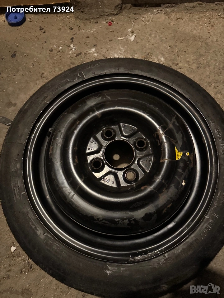 Резервна гума с джанта 105/70/14 69.1  4/100централен отвор за Дачия Рено, снимка 1