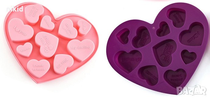 Сърце Сърца с пожелания силиконов молд форма за фонан шоколадови нобони гипс и др., снимка 1