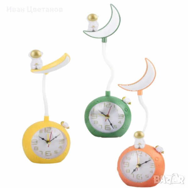 LED настолна лампа с будилник Astronaut Moon, снимка 1
