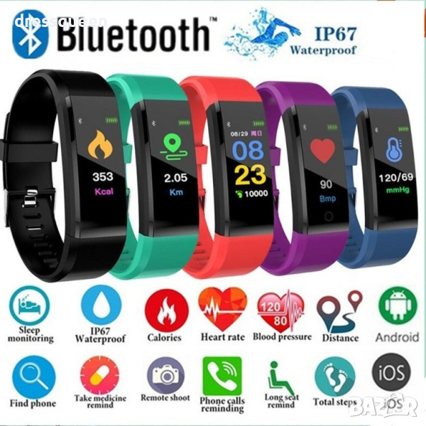 3345 Фитнес гривна Fitness Tracker с часовник, снимка 1