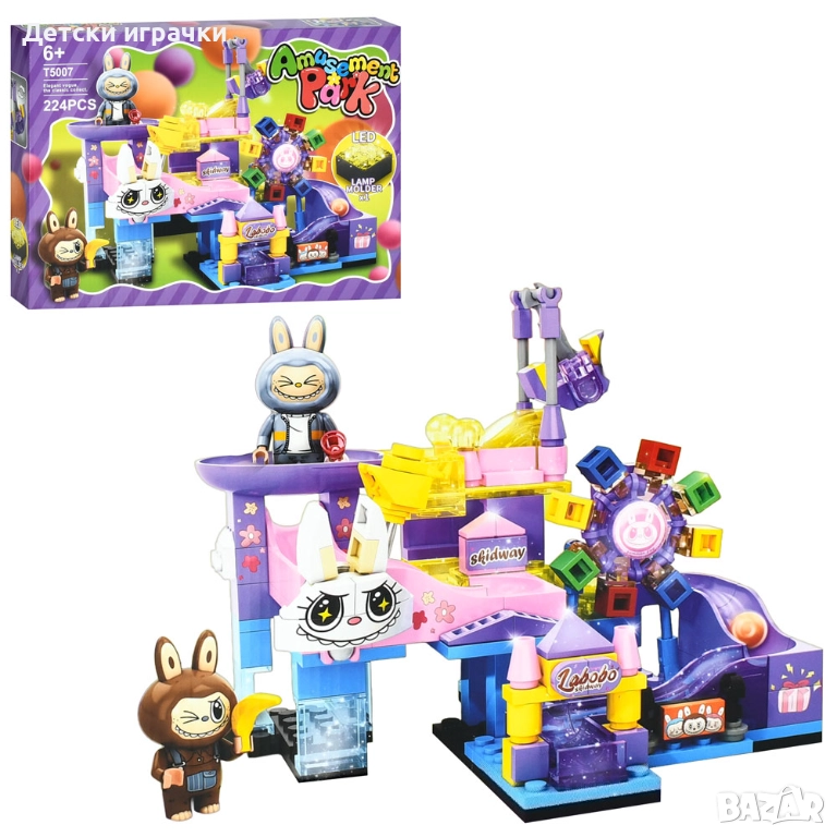 Конструктор Лабубу увеселителен парк 224ч LED, Лего, Labubu, снимка 1