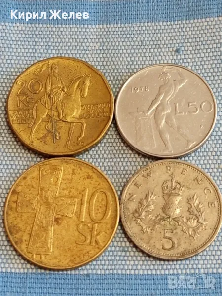 Четири монети от цял свят ИТАЛИЯ, АНГЛИЯ, СЛОВЕНИЯ, ЧЕХИЯ за КОЛЕКЦИЯ 30581, снимка 1
