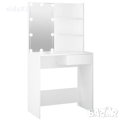 vidaXL Тоалетка с LED, бяла, 86,5x35x136 см（SKU:808810, снимка 1