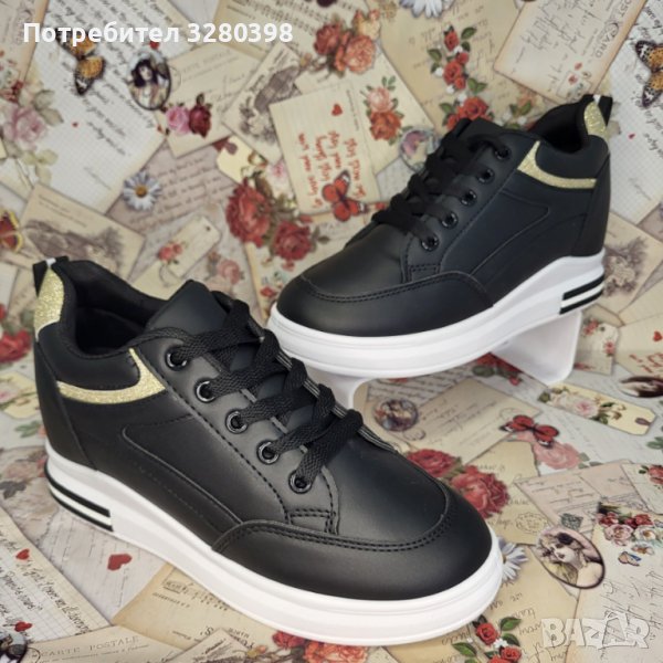 Дамски кецове със скрита платформа модел: ЕV-67 black, снимка 1