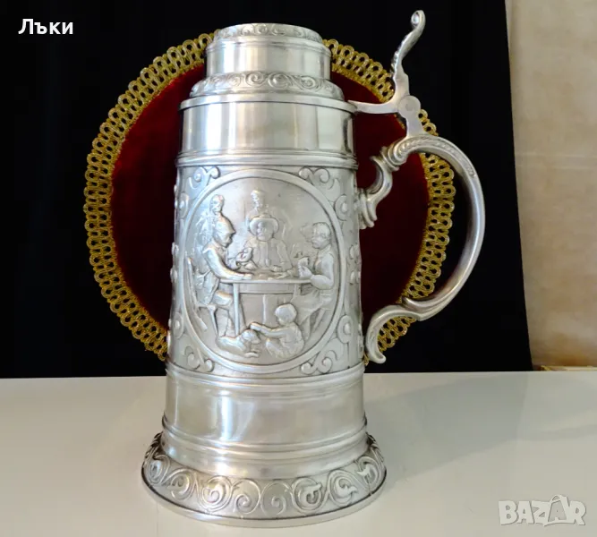 Халба от калай 1.5 л., 1.3 кг.,лов,покер. , снимка 1