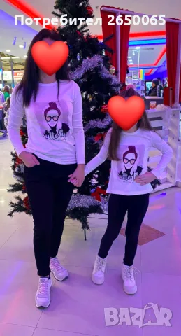 Комплект блузки за мама и дъщеря! С/М и 128см., снимка 5 - Блузи с дълъг ръкав и пуловери - 48449410