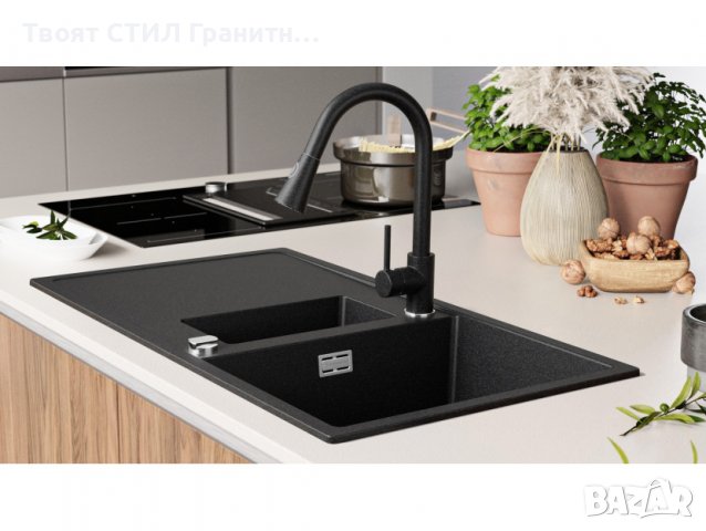 Кухненска Мивка от Гранит модел Ибиса 900 x 500 Supreme Duo - Сив, снимка 3 - Други - 38076575