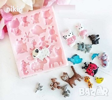 малки различни животни силиконов молд форма за шоколад торта фондан тесто и др.