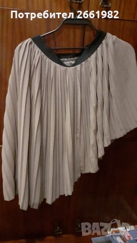 Плисирана асиметрична поличка - солей с черен  ластик, снимка 1