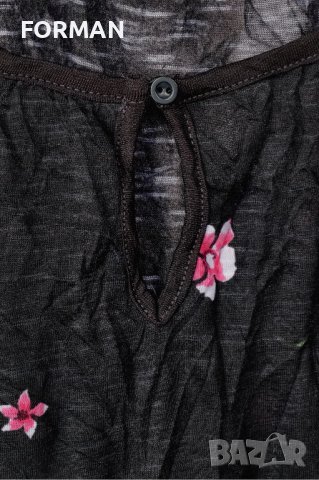 Графитена блузка на розови цветчета, снимка 4 - Тениски - 40380496