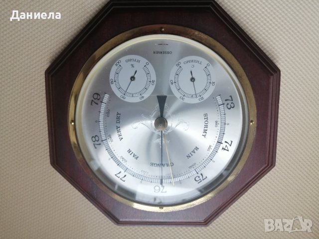 Старинен часовник и барометър, снимка 5 - Стенни часовници - 33873112