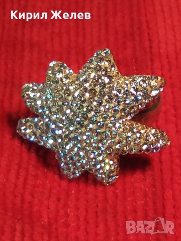 СРЕБЪРНА СНЕЖИНКА - ФЕШЪН АРТ ПРЪСТЕН СРЕБРО 925 Част От КОМПЛЕКТ с БЯЛ ЕМАЙЛ и КРИСТАЛИ 36126