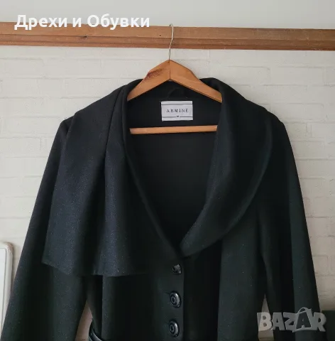 Официално асиметрично черно манто с блясък, снимка 8 - Палта, манта - 56296435