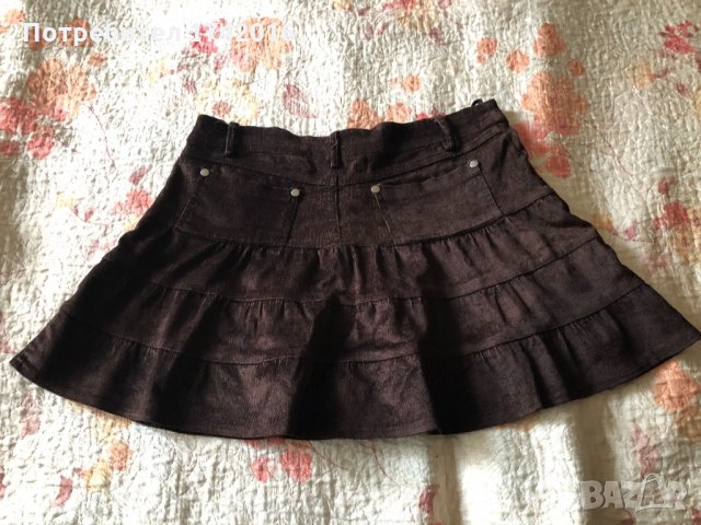 Кафява кадифена пола, снимка 2 - Поли - 32073177