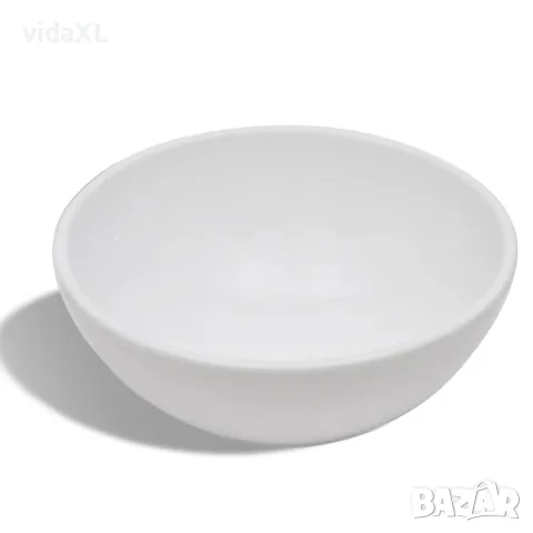 vidaXL Мивка за баня със смесител, керамична, кръгла, бяла, снимка 4 - Мивки - 56146382