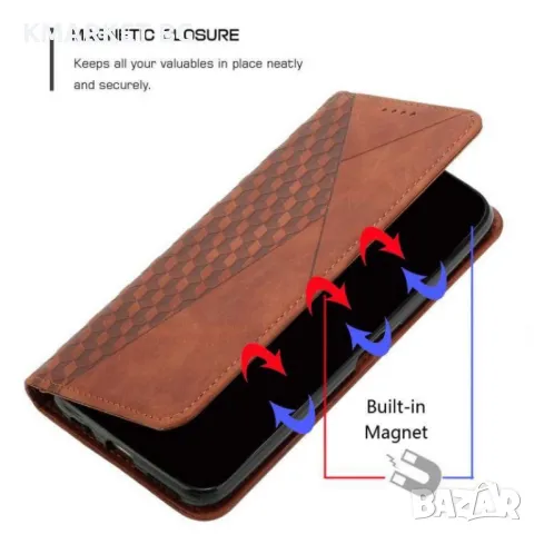 Motorola Moto G05 Magnetic Wallet/ Diamond Splicing Skin Калъф и Протектор, снимка 7 - Калъфи, кейсове - 48661314