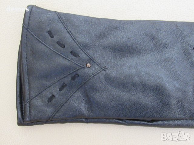 Черни дамски кожени ръкавици от естествена кожа с подплата , нови