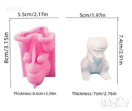 3D Голям Динозавър силиконов молд форма фондан шоколад гипс свещ декор украса сапун, снимка 5 - Форми - 47781181