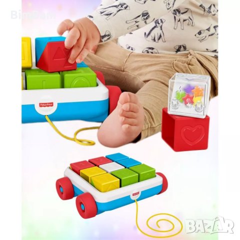 Бебешка количка с кубчета за дърпане Fisher Price , снимка 5 - Коли, камиони, мотори, писти - 44404957