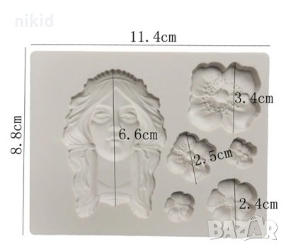 Кралица Анабел момиче и цветя силиконов молд форма декор украса фондан шоколад гипс торта смола, снимка 3 - Форми - 31263772
