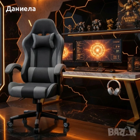 Ергономичен офис и геймърски сив стол – Максимален комфорт за гърба и врата, регулируем, снимка 5 - Столове - 54204517