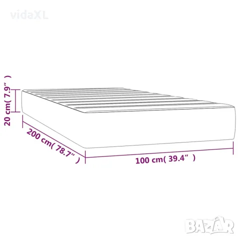 vidaXL Матрак за легло с покет пружини средна твърдост светлосив 100x200x20 см кадифе, снимка 7 - Матраци - 56147259