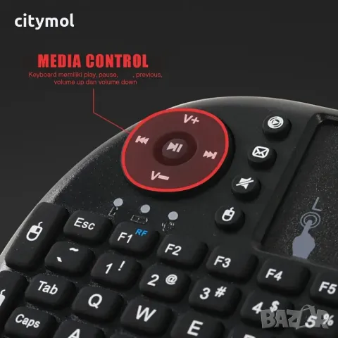 Мини Безжична клавиатура с тъчпад, Смарт TV дистанционно,USB Dongle, снимка 4 - Клавиатури и мишки - 48460756