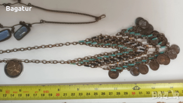 Лот етно,гердан,бижу,накит,Бохо стил,камък,бронз,мъниста, снимка 2 - Антикварни и старинни предмети - 54044341