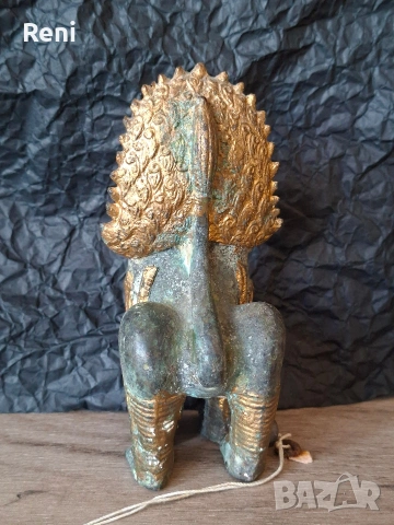 Старинен тайландски лъв, бронзова фигура, снимка 5 - Колекции - 54042142